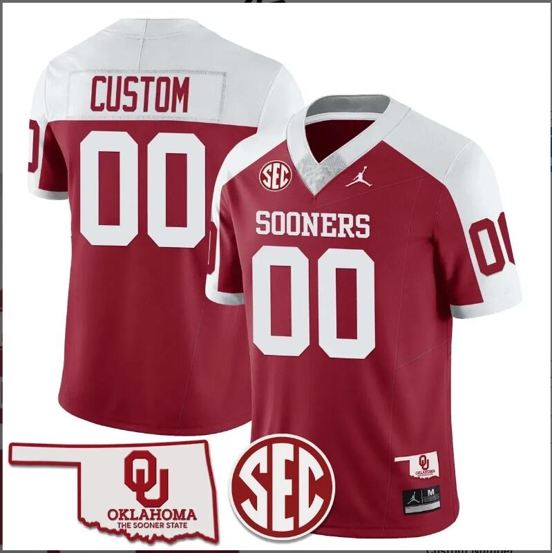 Men Oklahoma Sooners 2024 SEC Patch Vapor Premier Limited Custom NCAA jerseys->customized nfl jersey->Custom Jersey
